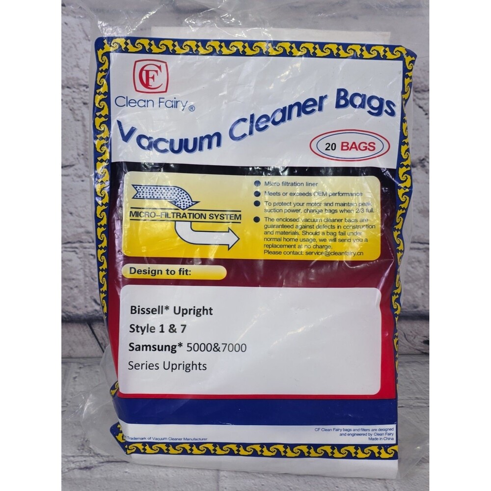 Clean Fairy Vacuum Cleaner Bags Pk of 16 Bissell Upright # 1&7 - Samsung 5-7000
